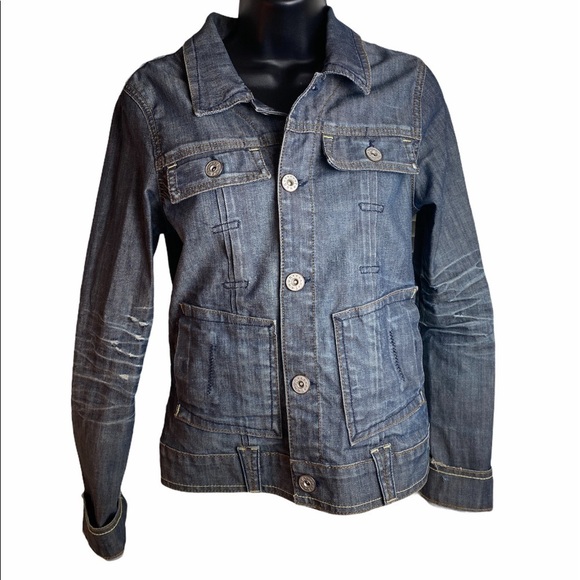 Yanuk Distressed Jean Jacket Women’s Medium - Picture 1 of 12